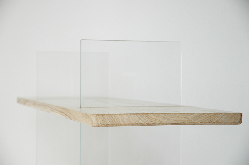 "Floating Oak Low Bookshelf. Vetro edition"