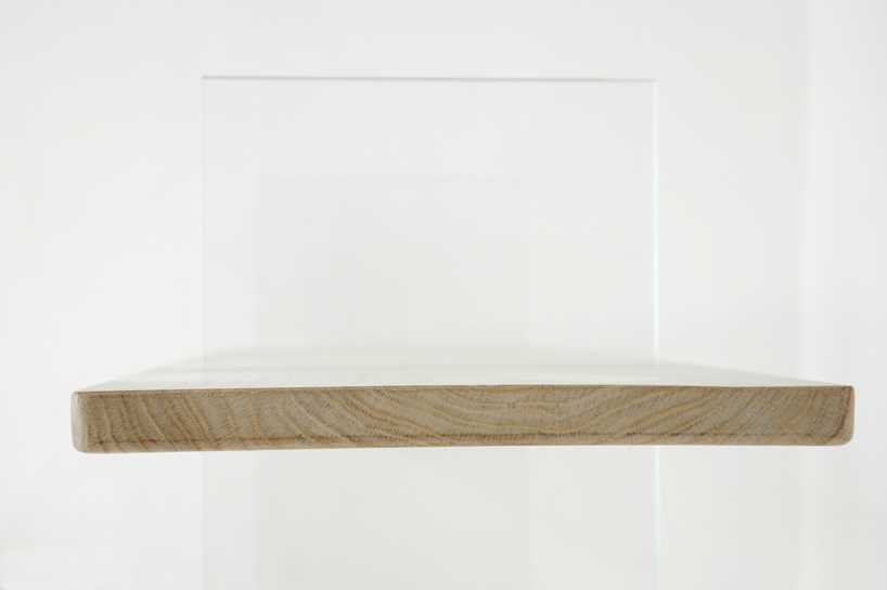 "Floating Oak Low Bookshelf. Vetro edition"
