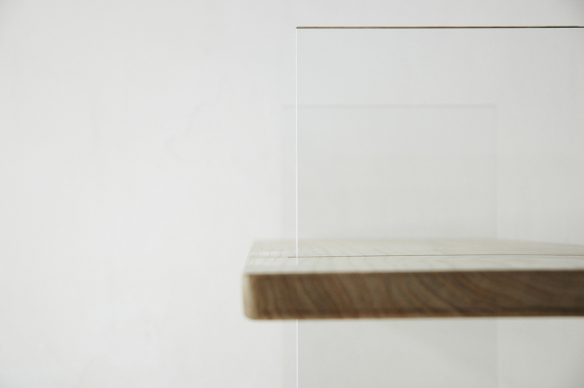 "Floating Oak Low Bookshelf. Vetro edition"