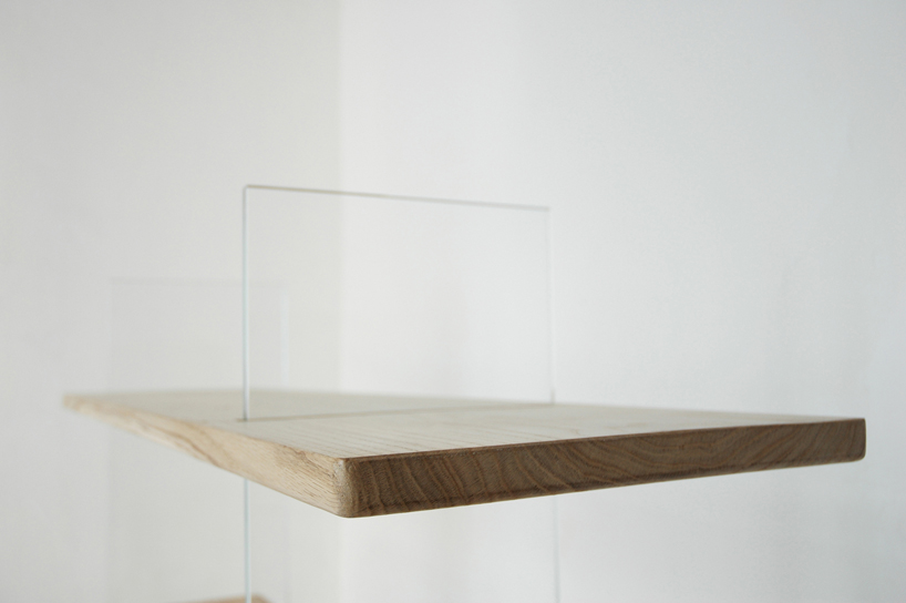 "Floating Oak Low Bookshelf. Vetro edition"