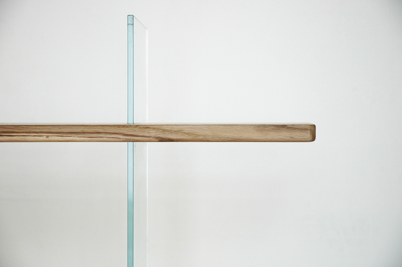 "Floating Oak Low Bookshelf. Vetro edition"